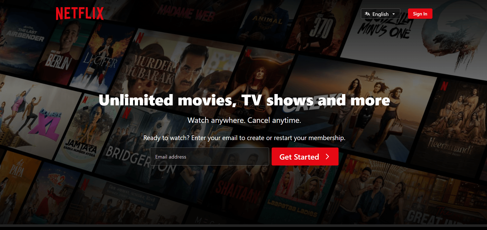 Netflix clone landing page
