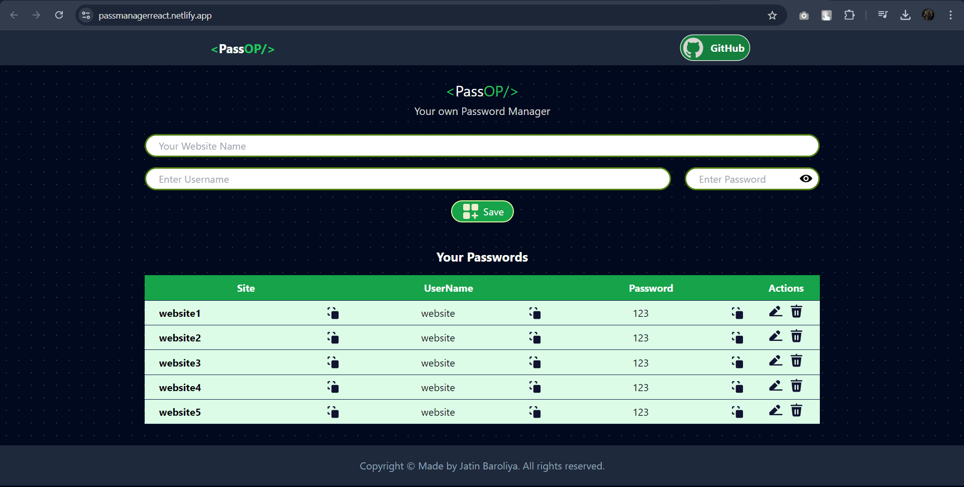 PassOP password manager application